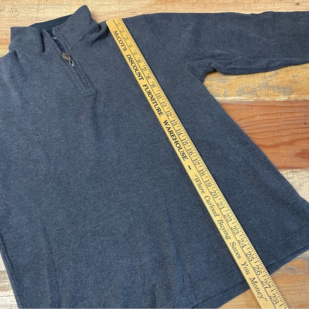 Land’s End men Large 1/4 Zip Pullover gray  Elbow Patches cotton preppy casual - Picture 8 of 10